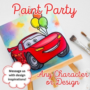 Cars Theme Birthday Paint Party | Party Favors | Pre-drawn Canvases