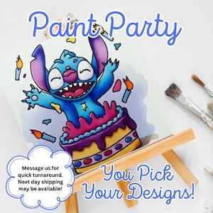Lilo and Stitch Birthday Paint Party | Party Favors | Pre-drawn Canvases