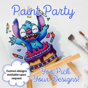 Stitch Birthday Paint Party | Party Favors | Pre-drawn Canvases