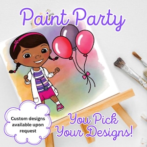 Doc McStuffins Birthday Paint Party | Party Favors | Pre-drawn Canvases