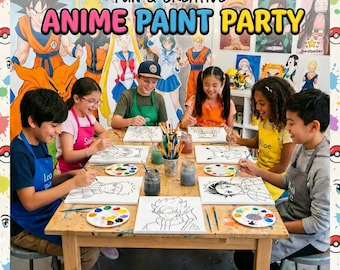 Anime Paint Party Kit: Custom Designs - Pre-printed Canvas and Paints