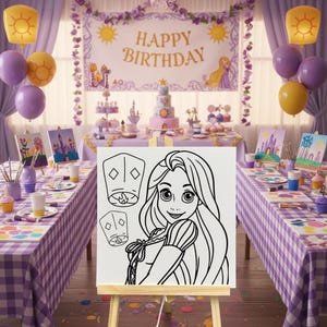 Tangled Birthday Paint Party Kit: Pre-Drawn Canvas, Party Favors