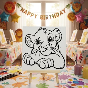 Lion King Birthday Paint Party Canvas: Pre-Drawn Art, Party Favors image 1