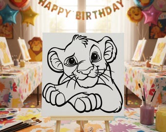 Lion King Birthday Paint Party Canvas: Pre-Drawn Art, Party Favors