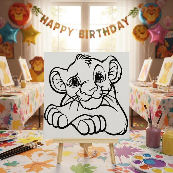 Lion King Birthday Paint Party Canvas: Pre-Drawn Art, Party Favors