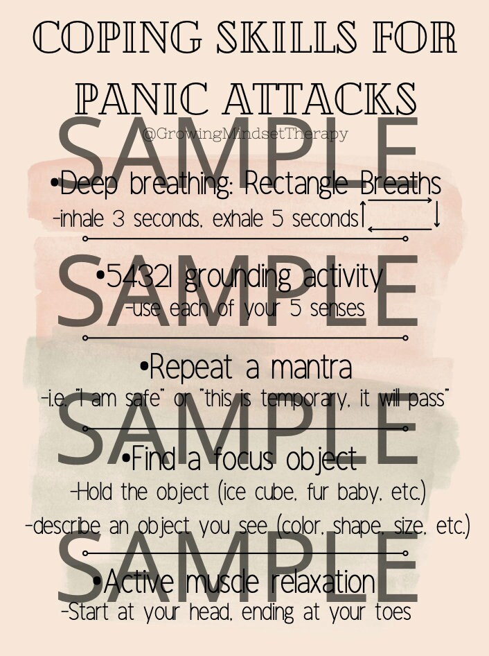 Coping Skills For Panic Attacks Worksheet Etsy Coping Skills For Panic Attacks Worksheet Etsy