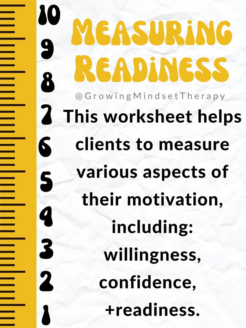 Readiness Ruler Motivational Interviewing Therapy Worksheet Etsy