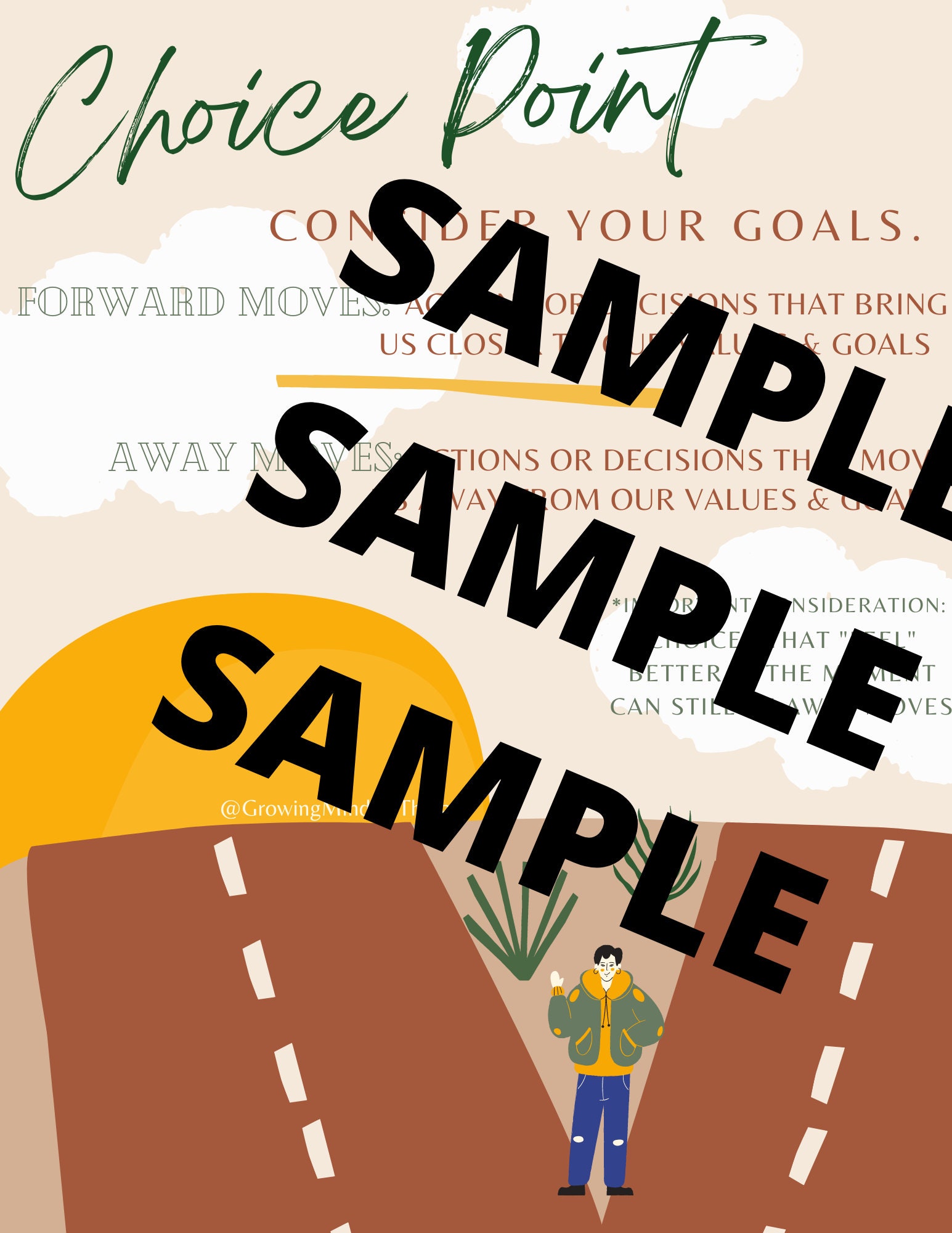 Choice Point ACT Goals Therapy Worksheet Etsy