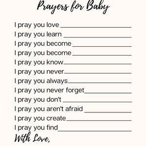 Prayers for Baby Cards, Prayers for Baby, Baby Advice Printable Instant ...