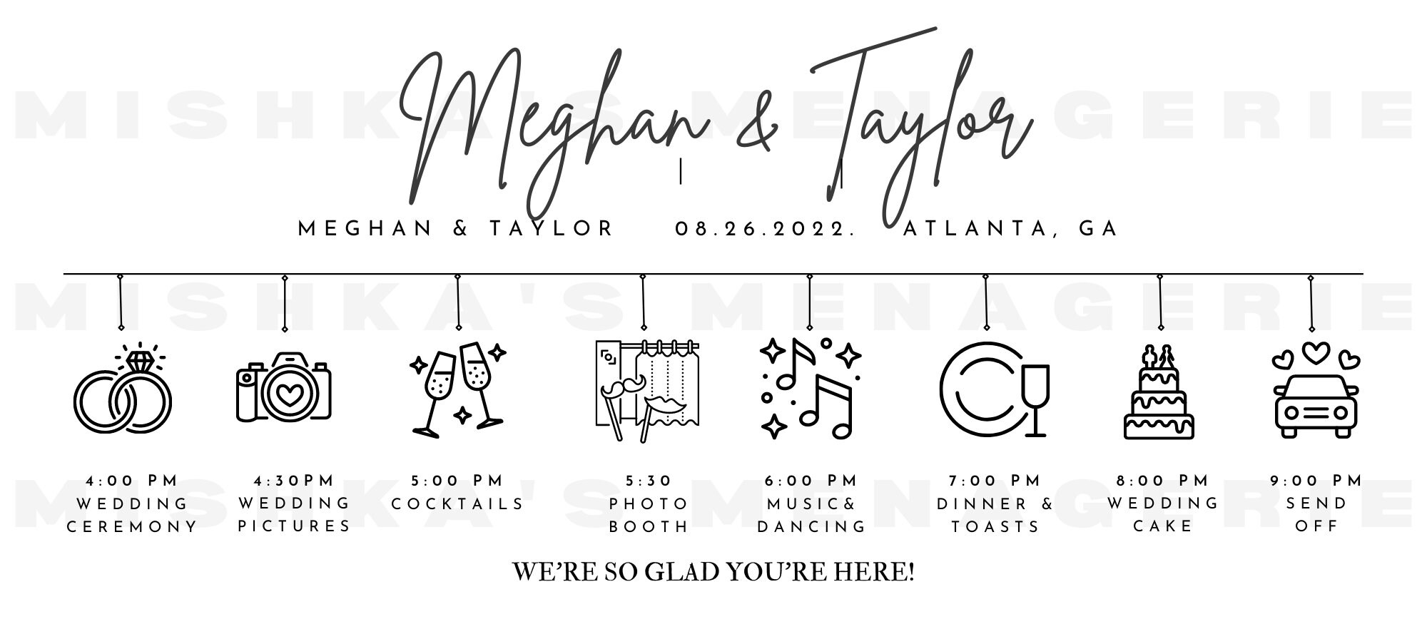 Simple Wedding Weekend Event Timeline Template Wedding Day Icon ...