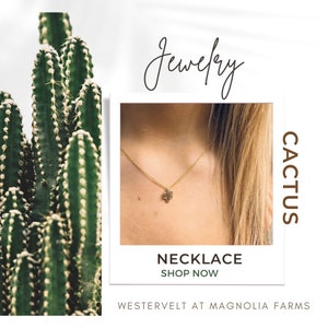 18 kt gold plated, dainty, cactus pendant necklace