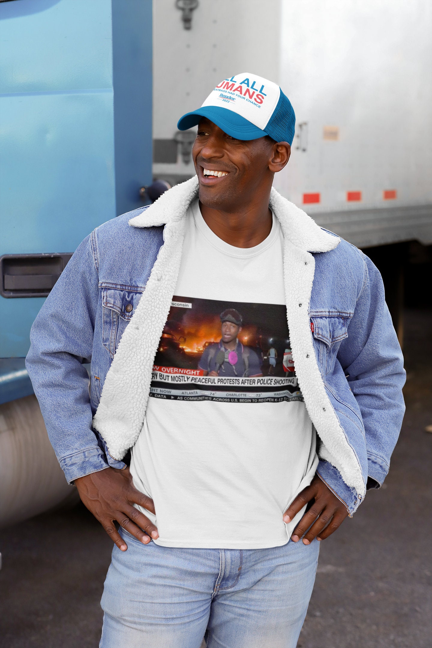 MEME FUNNY "fiery but mostly peaceful protests" Media Liars - Unisex Jersey Short Sleeve Tee