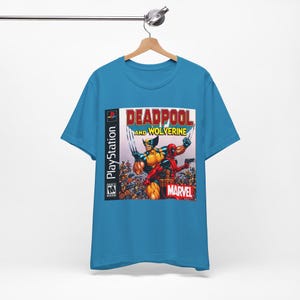 Wolverine & Deadpool PS1 Fanart Unisex Tee, Comic Book Superhero Shirt, Gamer Gift, Retro Gaming Tshirt, Video Game Cover Art Design