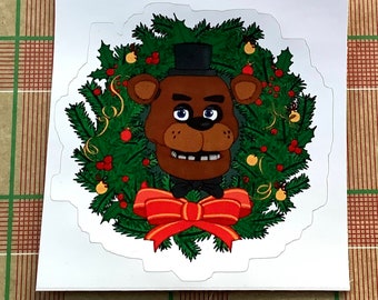 Freddy Wreath Sticker - Five Nights at Freddy's Christmas Sticker