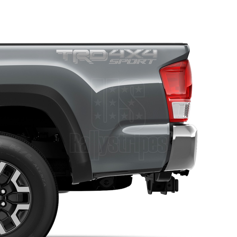 TRD 4x4 sport vinyl decal for 2016-2022 Toyota Tacoma Tundra 3rd Gen metallic silver ARC