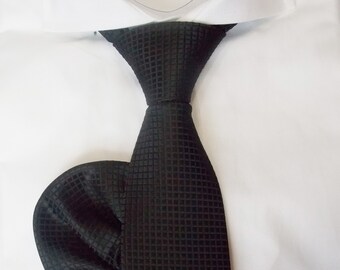Black Tie and Pocket Square Set, Square Pattern Necktie, Menswear Gift