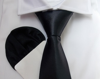 Black Tie, Bowtie, and Pocket Square Set, Groomsmen Gift