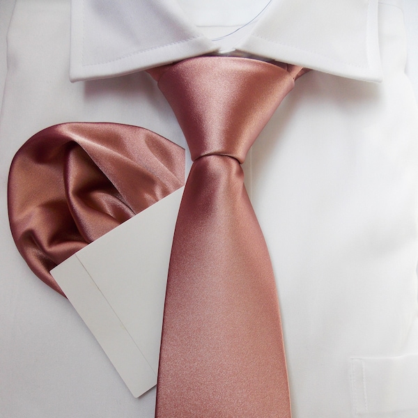 Corbata de boda marrón rosado, corbata de hombre Brandy Rose, corbata de satén de cobre, pajarita rosa polvorienta para hombres, corbata de boda de otoño, corbata para niños / LiKol