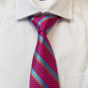 Rosa Krawatte, Fliege und Taschen quadratisches Set für Hochzeiten, Pinke Herrenhalsbande, Magenta Fliege für Männer, Rosa und Blau Halsband und Set | LiKol