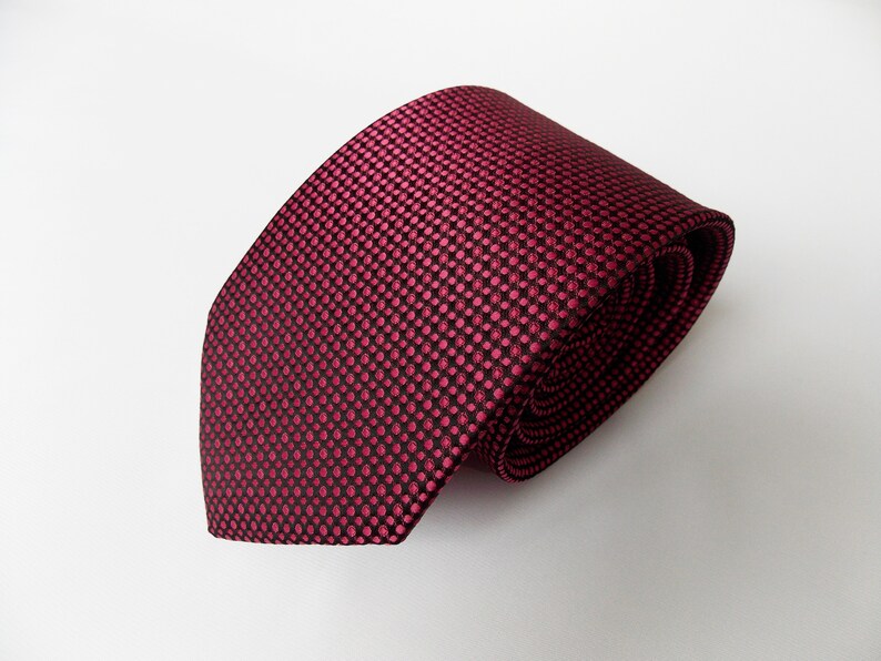 Cranberry Tie, Bowtie and Pocket Square Set for Weddings, Dark Pink Men's Necktie, Tie for Prom, Deep Rose Tie Set LiKol image 3