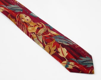 Pocahontas Vintage 100% Silk Tie, Fun Gift for Him, Luxury Men Accessories, Pocahontas Tie, Gift for Him, Silk Necktie, Wedding Tie | LiKol