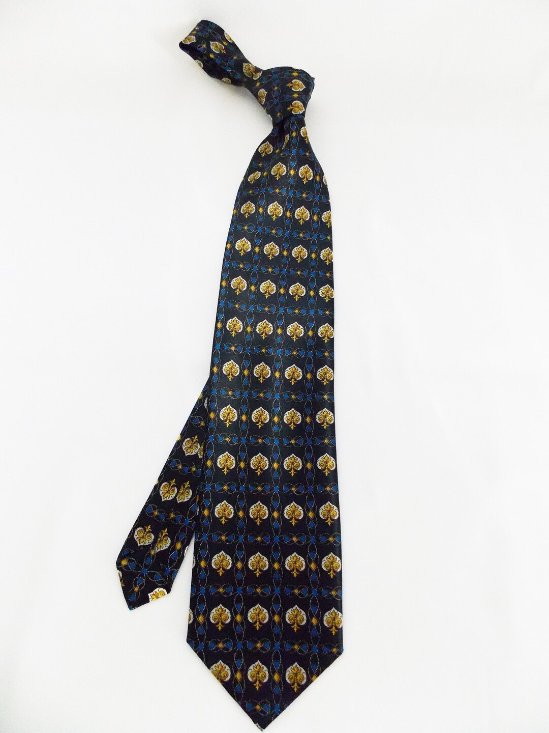 Black Spades Tie for Men Black Satin Necktie Black and Gold - Etsy