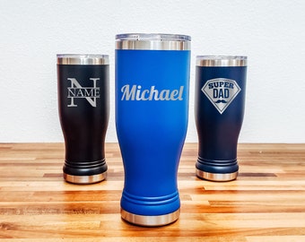 Personalized 20oz Pilsner Style Tumbler, Engraved and Fully Custom - Great Gift for Friends, Co-workers, Employees, Bridesmaids, Weddings