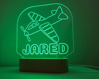 Personalized Plane Kid's Name LED Sign - Great for Night Lights, Awards, Christmas, Birthday, and Team Gifts