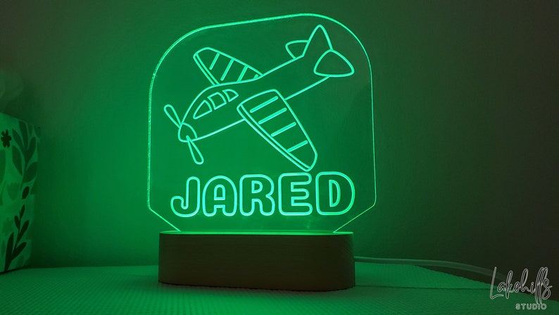 Personalized Plane Kid's Name LED Sign Great for Night Lights, Awards, Christmas, Birthday, and Team Gifts image 1