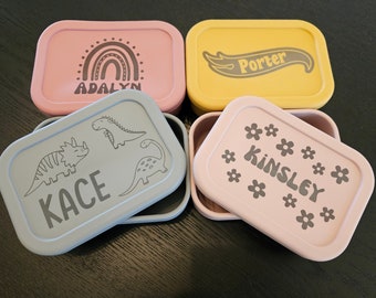 Lonchera Bento de Silicona Personalizada para Niños - Contenedor de Almuerzo con Grabado UV