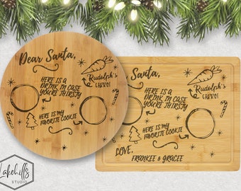 Santa Cookie Board - Round or Rectangle - Bamboo - Personalization Optional