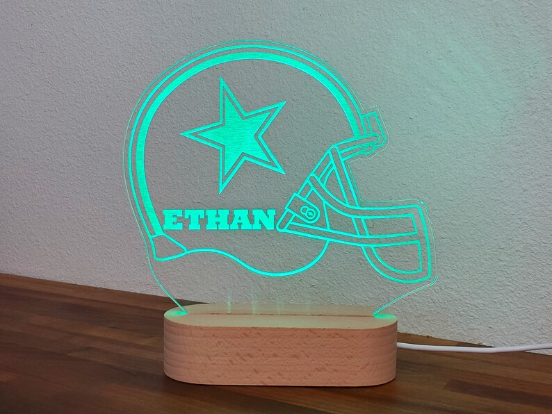 Personalized Football Helmet Kid's Name LED Sign Great for Night Lights, Christmas, Birthday, and Children's Gifts image 2