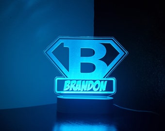 Personalized Superhero Kid's Name LED Sign - Great for Night Lights, Christmas, Birthday, and Children's Gifts