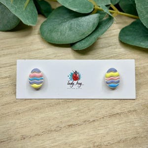 Easter Egg Stud Earrings | Handmade Polymer Clay Jewelry | Hypoallergenic Easter Gift for Her | Colorful Spring Earrings | Easter Earrings