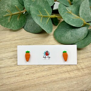 Carrot Stud Earrings | Handmade Polymer Clay Jewelry | Cute Easter Earrings | Hypoallergenic Gift for Her | Spring Farmhouse Accessories