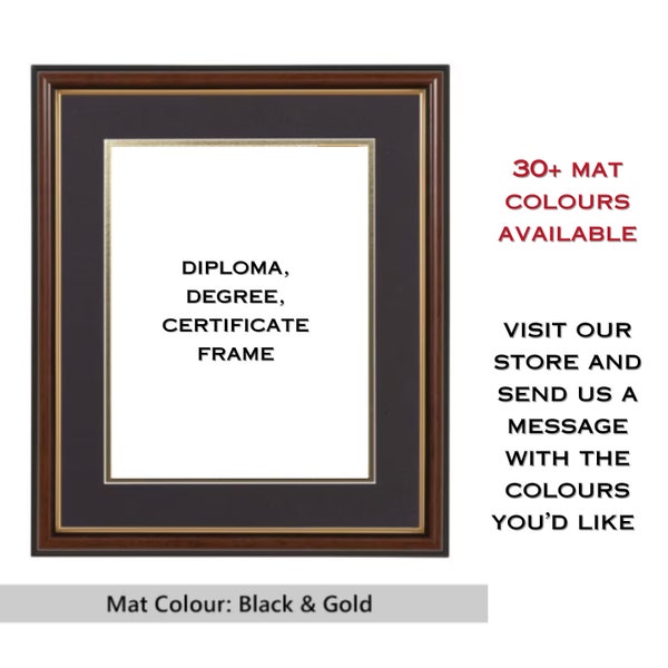 Walnut and Gold Wood Picture Frame for Degrees, Certificates, Photos