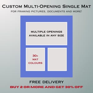 Custom Multiple Opening Single Mat Matboard for Picture and Certificate Framing