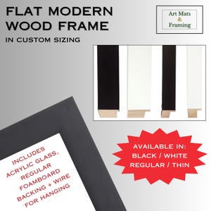 Custom Size Black/White Wood Frame Set for Pictures and Documents (Frame + Acrylic Glass)