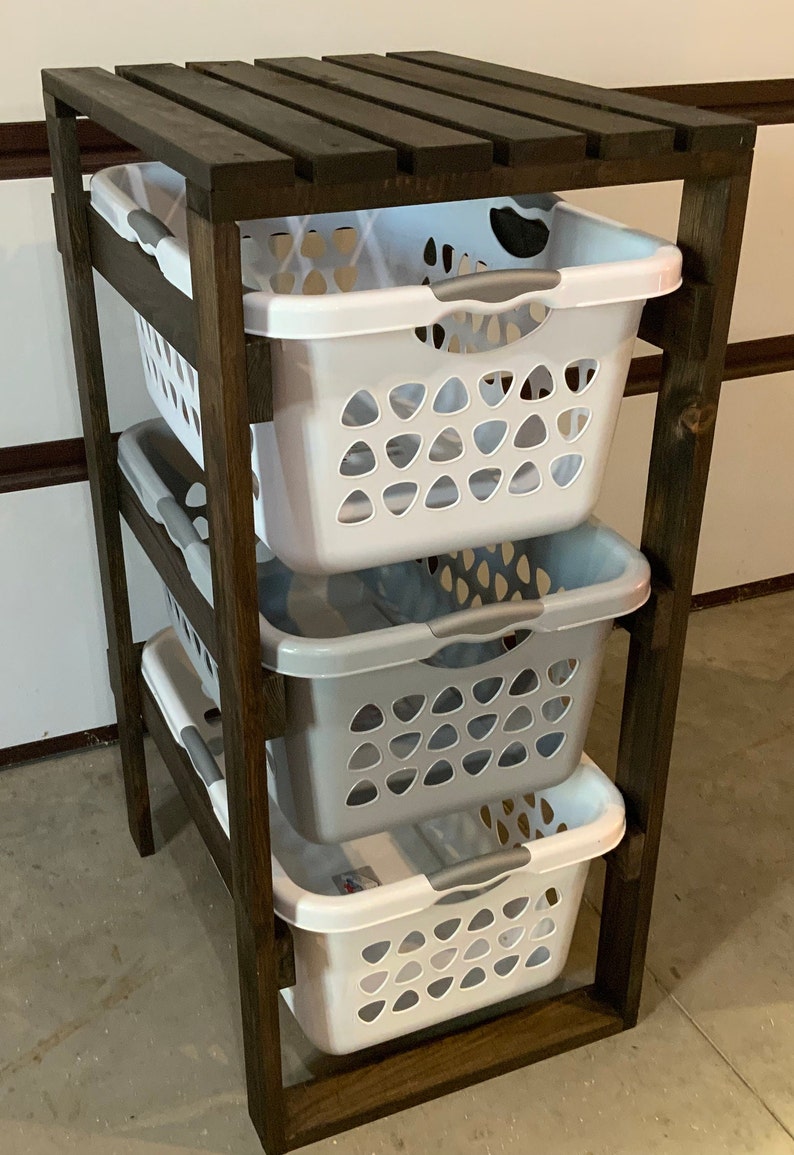 Wooden Laundry Basket Holder Etsy