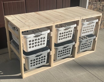 Triple Wide 2 High Laundry Basket Holder