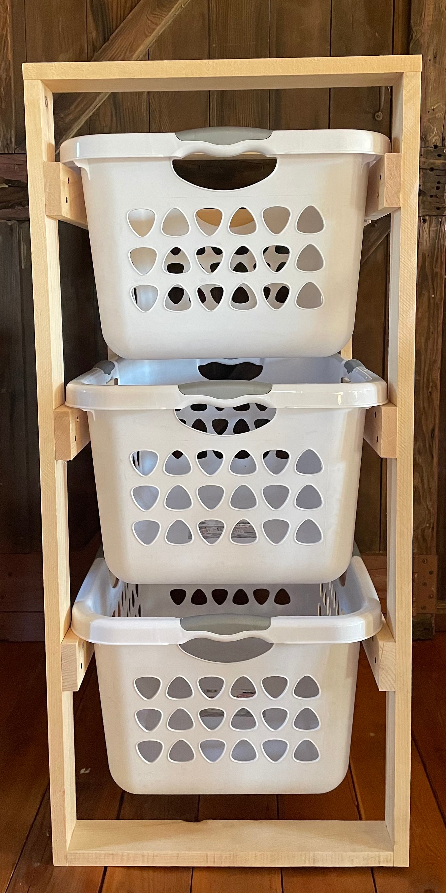 DIY Laundry Basket Organizer (Built In)