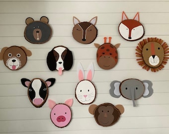 wooden animal wall decor for nursery, toy room, or themed birthday party