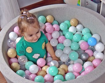 Light gray - Ball-Pit Round Baby Foam Round Ball Pit, Ball Pit Toddler, Ball Pit Foam, Ball Pit Kids