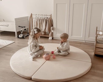 Beige Foldable Play Mat / Play Mat for children | Floor Game Mat | Play Mat / Diameter 160cm / Large mat