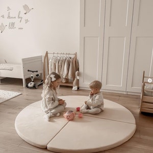 Beige Foldable Play Mat / Play Mat for children | Floor Game Mat | Play Mat / Diameter 160cm / Large mat