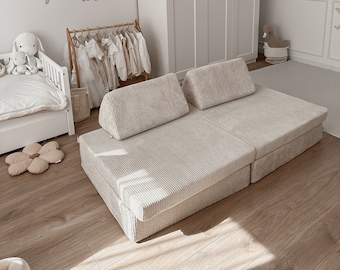 Beige Corduroy - Foam speelset - Speelgym - Montessori Speelsofa - foam speelelementen - cadeau - kinderkamer