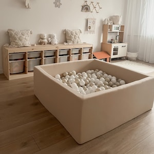 XXL | Quadratisches Becken 110x110x40cm / 43,3 x 43,3 x 15,7 Zoll | großes Set, +800 Bälle |   viele Farben |   Bällebad aus Schaumstoff für Babys,