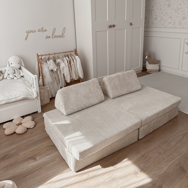 Corduroy beige - Ensemble de jeu en mousse - Play gym - Montessori Play Sofa - éléments de jeu en mousse - cadeau - chambre d'enfants