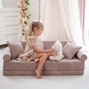 NUEVO EN Mini Montessori Play Sofa Comfort Pana rosa claro Juego de juego de espuma Gimnasio de juegos elementos de juego de espuma regalo Spielsofa-Standard imagen 2