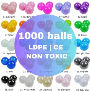 1000 Balls for ballpit, 35 colors - 2.76&quot; (7 cm), Plastic balls, non-toxic, soft ball pit child, toddler gifts, activity toy,